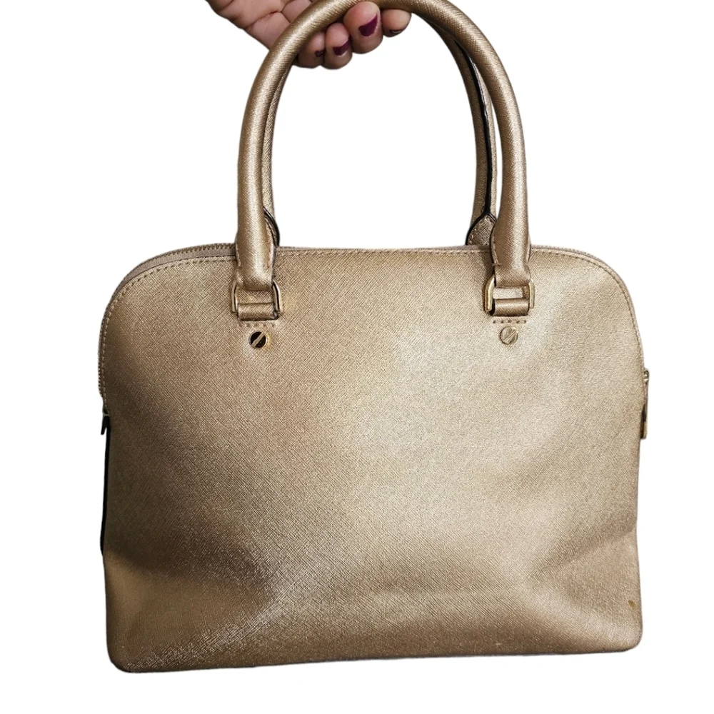 Michael Kors Gold Bag with removable shoulder crossbody strap.